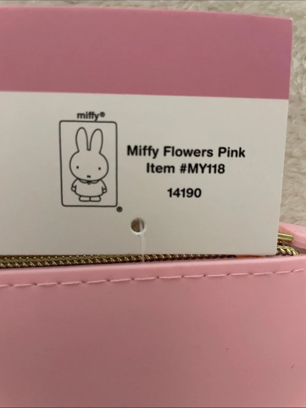 miffy Pink Pencil Pouch with Lavender Motif